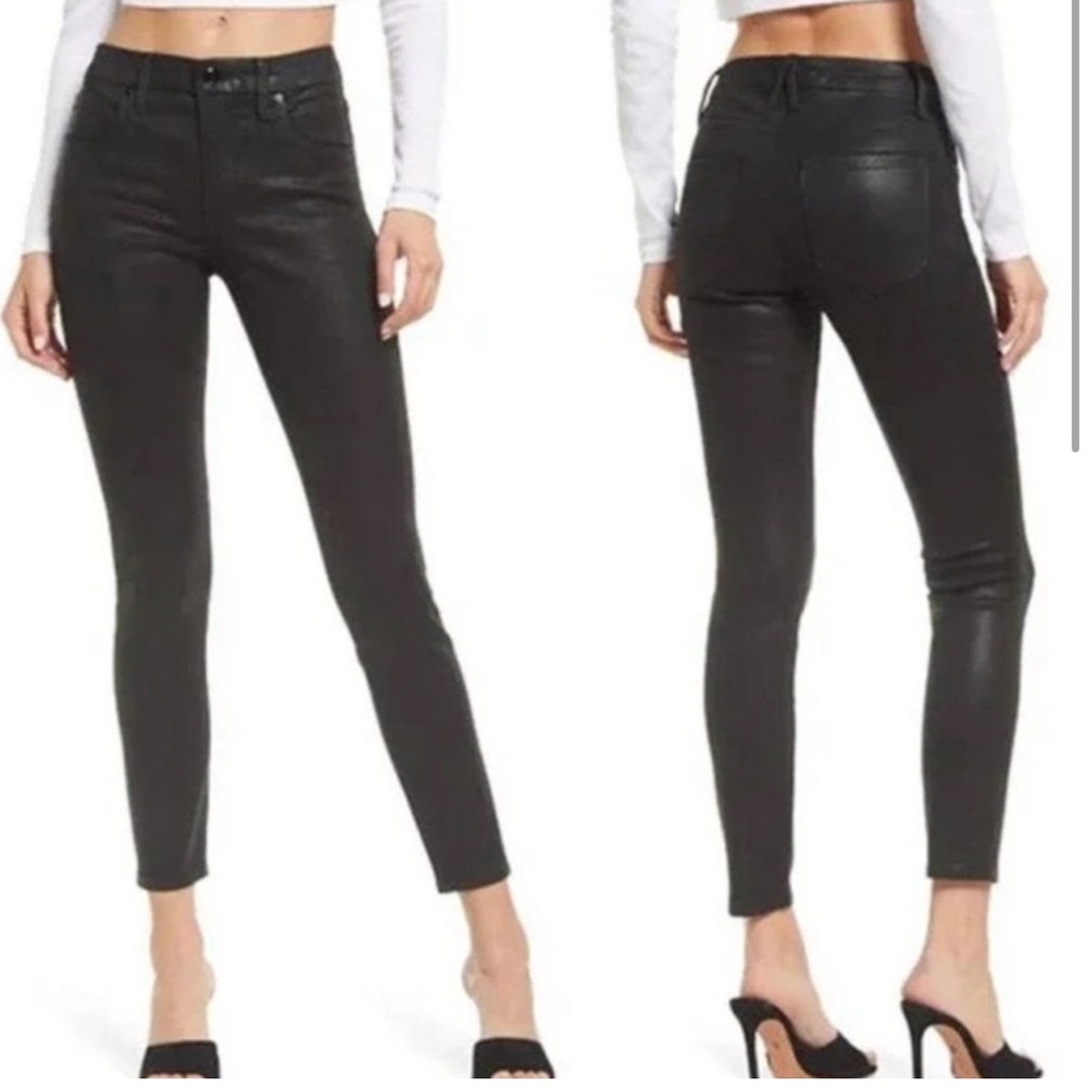 Good American good legs black coated jeans black383
